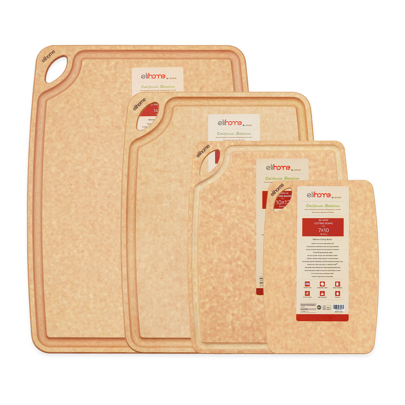 Elihome Classic Series wood fiber cutting boards with handle