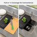 Side-by-side comparison of the Elihome 18x18 inch RV sink cover. The left shows full coverage using both boards for maximum workspace, while the right shows half coverage for sink access. Text reads: "Full or ½ Coverage for Convenience."