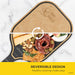Reversible cutting board with food items on a marble background, featuring the brand 'Just Chopping'.