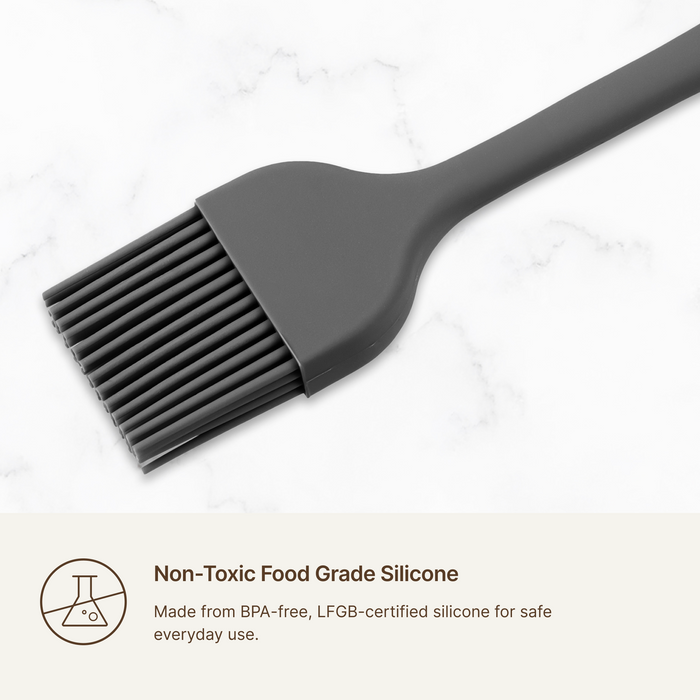 Close-up of the Elihome Mini Basting Pastry Brush bristles, non-toxic food grade silicone made from BPA free LFGB certified material for safe everyday use