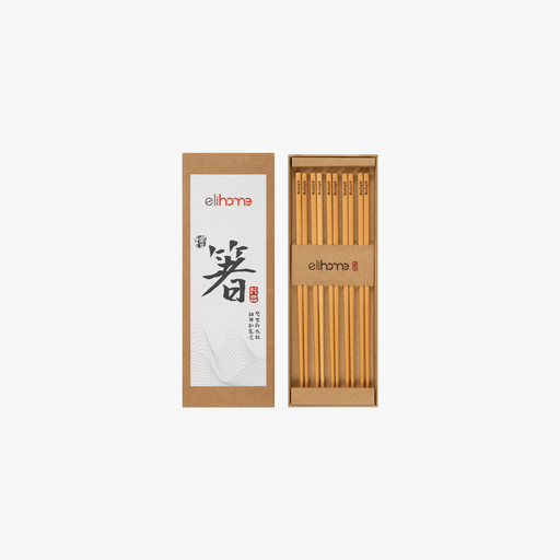 Elihome Premium Wood Fiber Chopsticks, 5 Pairs pack, 10.24 inches long reusable wood fiber chopsticks with textured non-slip tips in kraft gift packaging