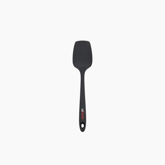 Elihome Classic Silicone Spoonula in Black, 11 inches by 2.4 inches with seamless one piece design, reinforced steel core and ergonomic non-slip handle