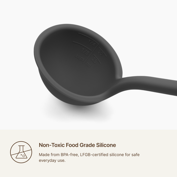 Close-up of the Elihome Classic Ladle bowl, non-toxic food grade silicone made from BPA free LFGB certified material for safe everyday use