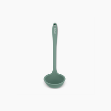 Elihome Classic Ladle in Sage Green, 13.5 inches long flexible silicone ladle with a precision pour spout, built-in measuring cup and ergonomic 45 degree handle