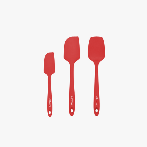 Elihome 3 Piece Silicone Spatula Set in Red, 3 pieces of BPA free platinum silicone kitchen tools with reinforced steel cores and ergonomic non-slip handles