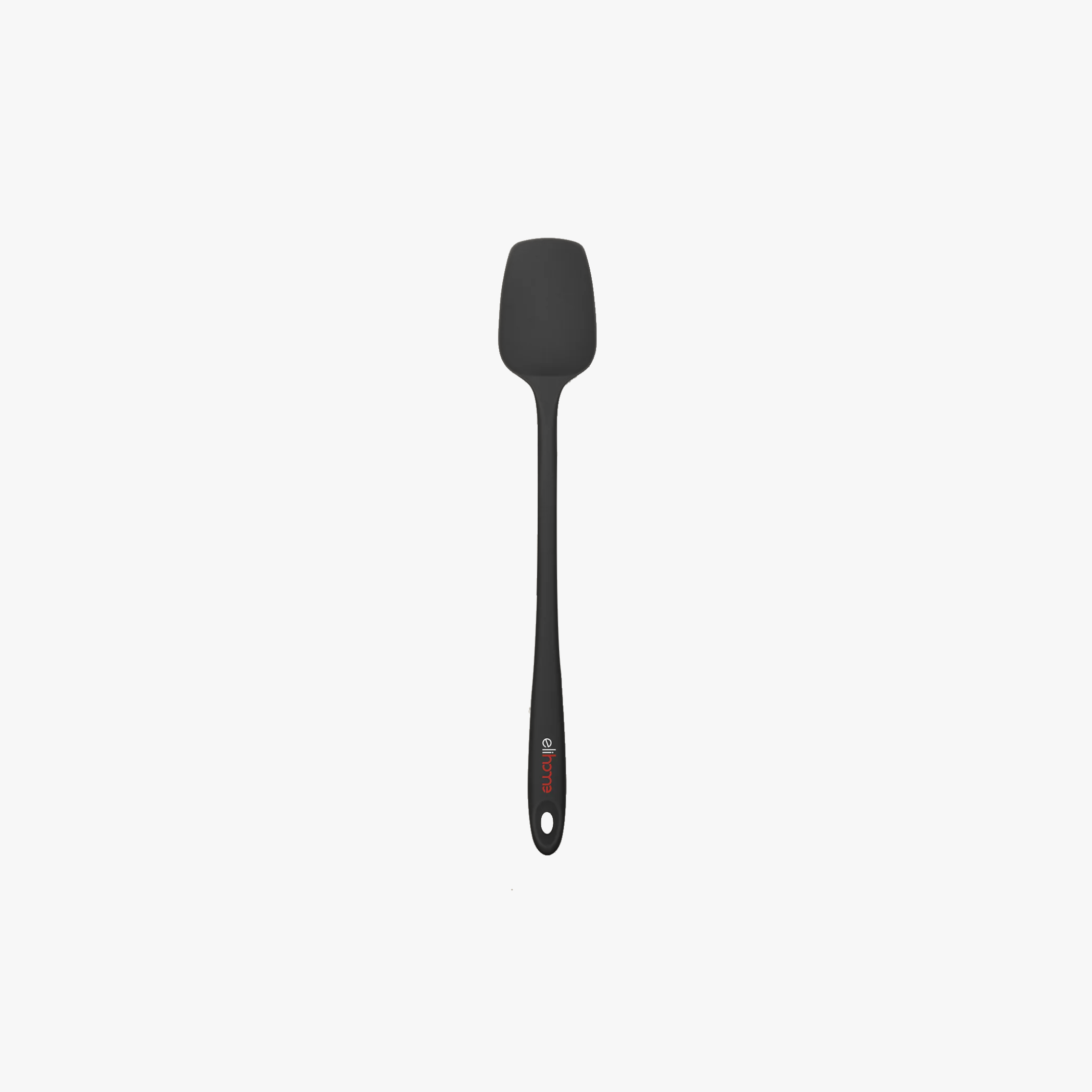 Elihome Skinny Slim Silicone Spoonula in Black, 11 inches by 1.5 inches with seamless one piece design, reinforced steel core and ergonomic non-slip handle