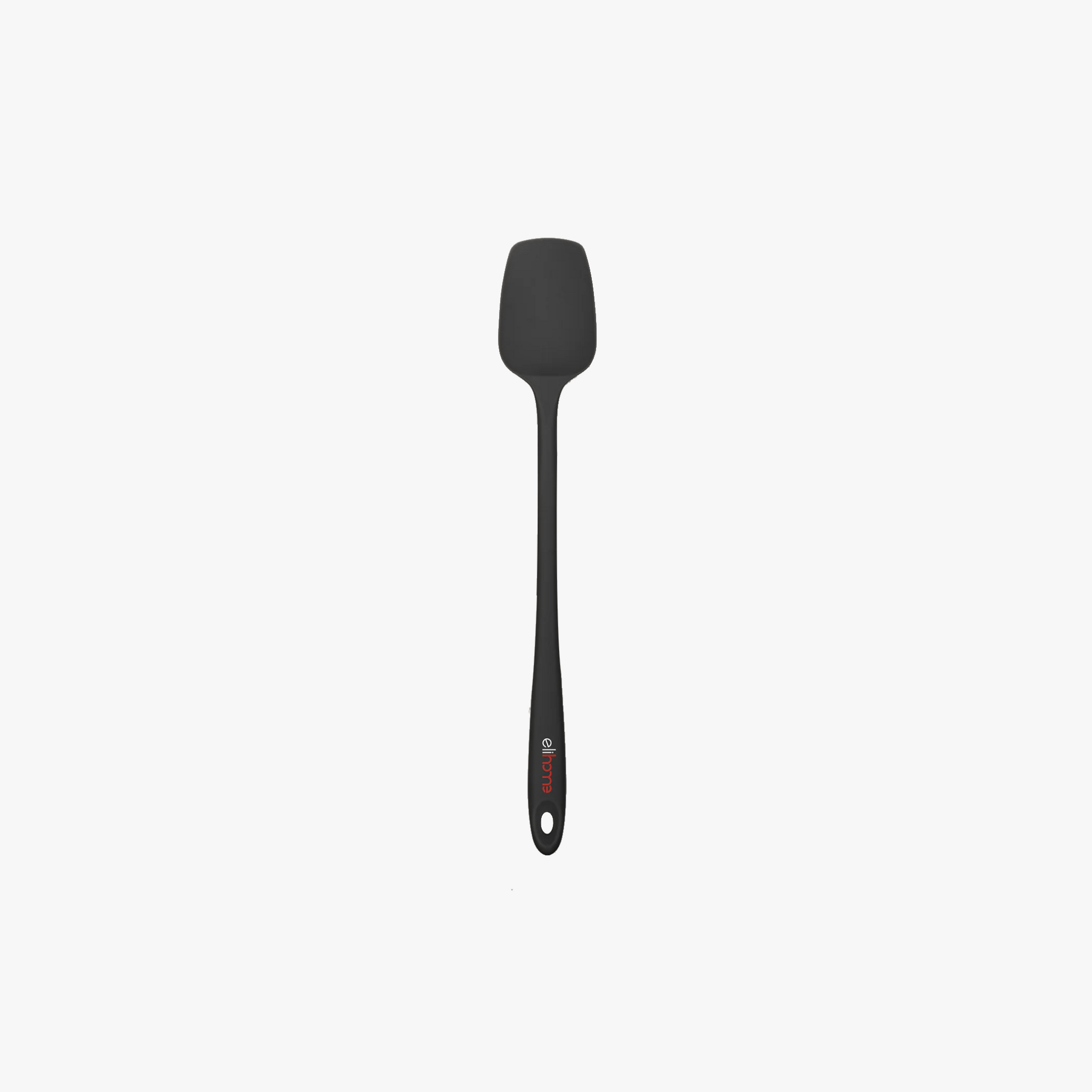 Elihome Skinny Slim Silicone Spoonula in Black, 11 inches by 1.5 inches with seamless one piece design, reinforced steel core and ergonomic non-slip handle