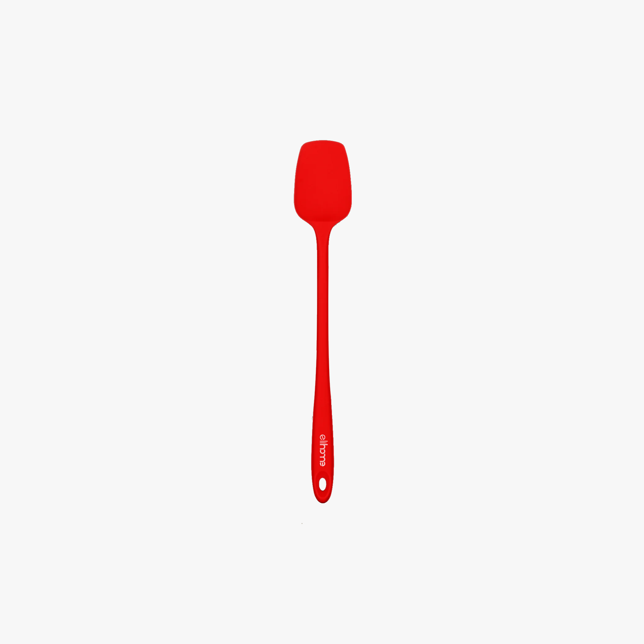 Elihome Skinny Slim Silicone Spoonula in Red, 11 inches by 1.5 inches with seamless one piece design, reinforced steel core and ergonomic non-slip handle