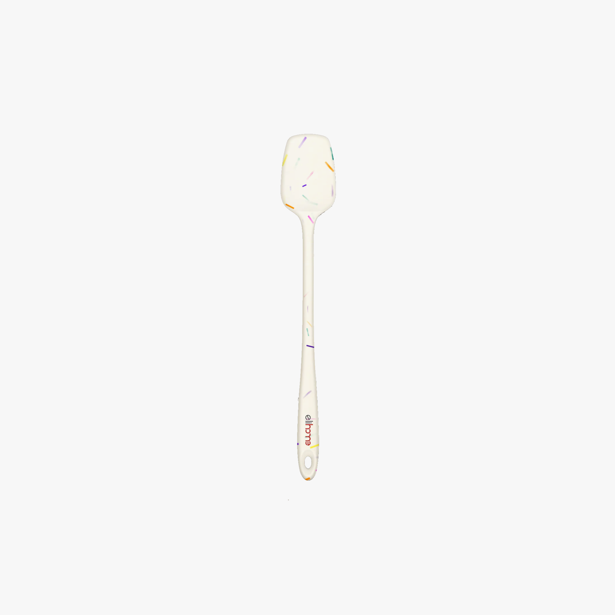 Elihome Skinny Slim Silicone Spoonula in Sprinkles, 11 inches by 1.5 inches with seamless one piece design, reinforced steel core and ergonomic non-slip handle