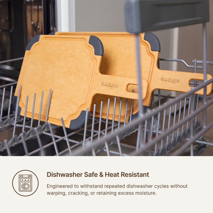 Elihome Paddle Series cutting and serving boards are 100% dishwasher safe and heat resistant
