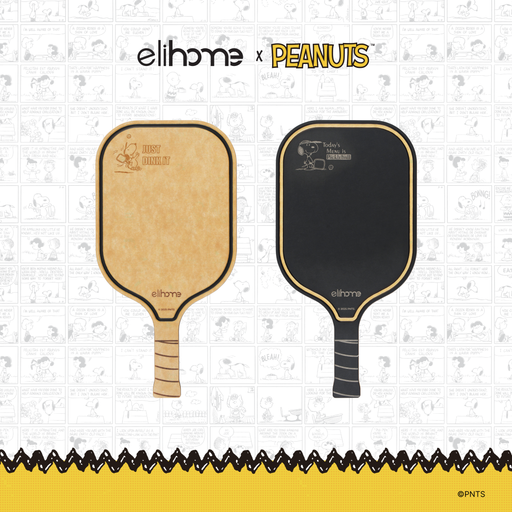 Elihome x Peanuts Pickleball Charcuterie Cutting Board "Just Dink It", natural side engraved with Snoopy and Just Dink It, black side engraved with Today's Menu is Pickleball