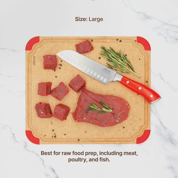 Large board in the Elihome Premium Series 3 Piece Set - best for raw food prep including meat, poultry, and fish