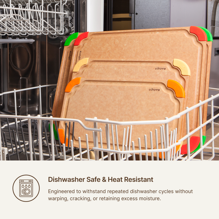 Elihome Premium Series cutting boards are 100% dishwasher safe and heat resistant