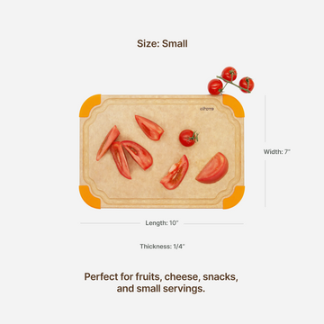 Elihome Premium Series Small Cutting Board dimensions - 10" x 7" x 1/4" - perfect for fruits, cheese, and snacks