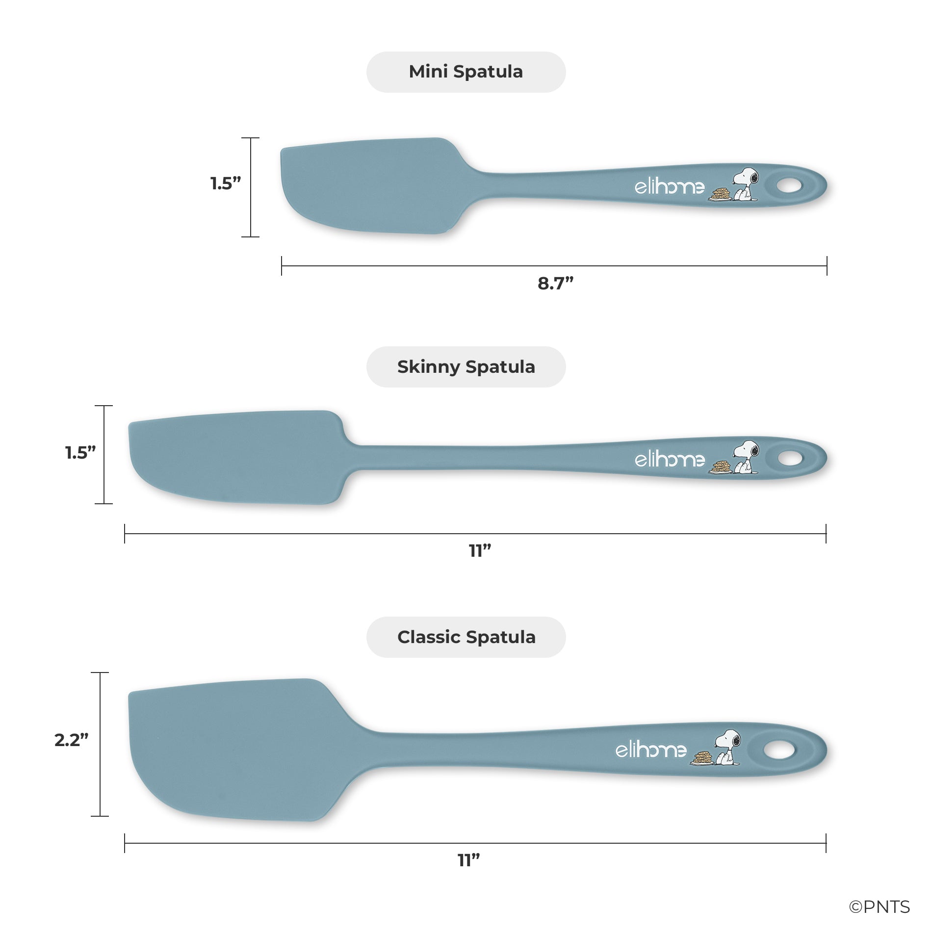 Elihome x Peanuts 8 Piece Silicone Spatula Set