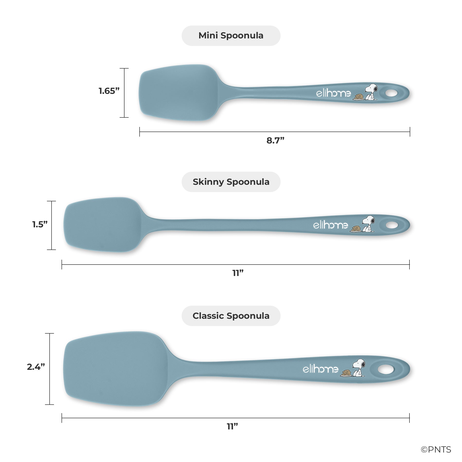 Elihome x Peanuts 8 Piece Silicone Spatula Set