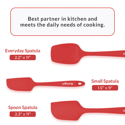 Red Silicone Spatula | 3 Piece Silicone Spatula | Elihome