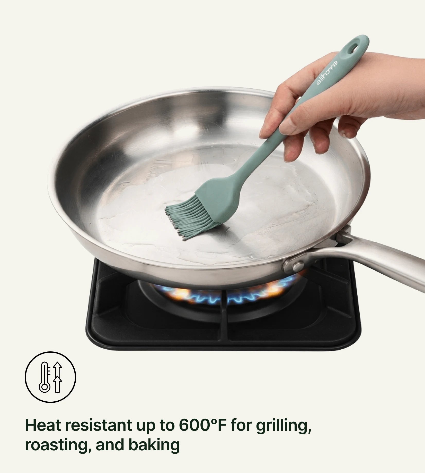 Heat resistant up to 600 degrees Fahrenheit for grilling, roasting and baking.