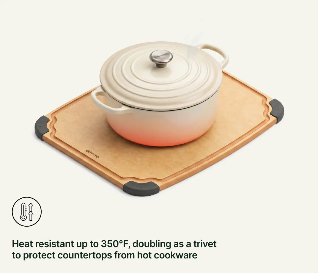Heat resistant up to 350°F, doubling as a trivet to protect countertops from hot cookware
