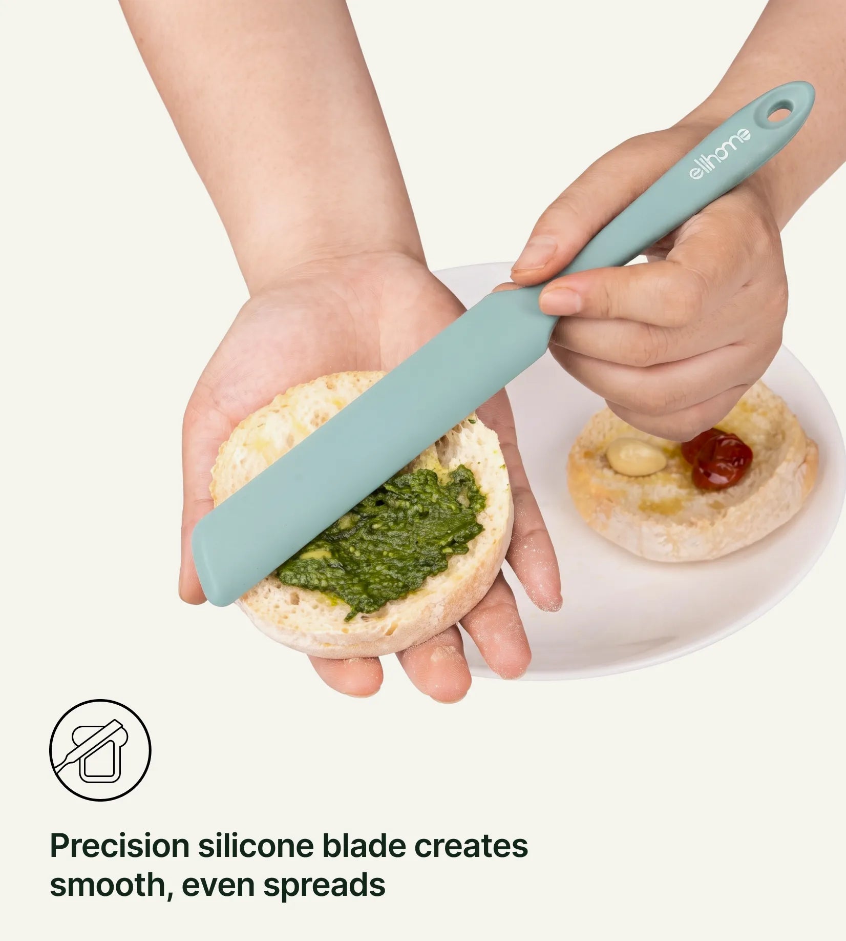 Precision silicone blade creates smooth, even spreads.